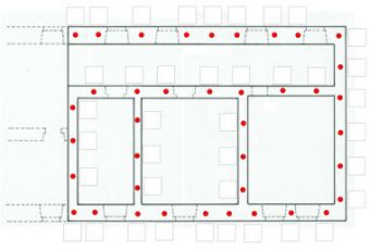 Pfahllageplan für den Vortrieb der DIMMER-Pfähle der Nachgründung des Erweiterungsbaus des Krankenhauses Passau