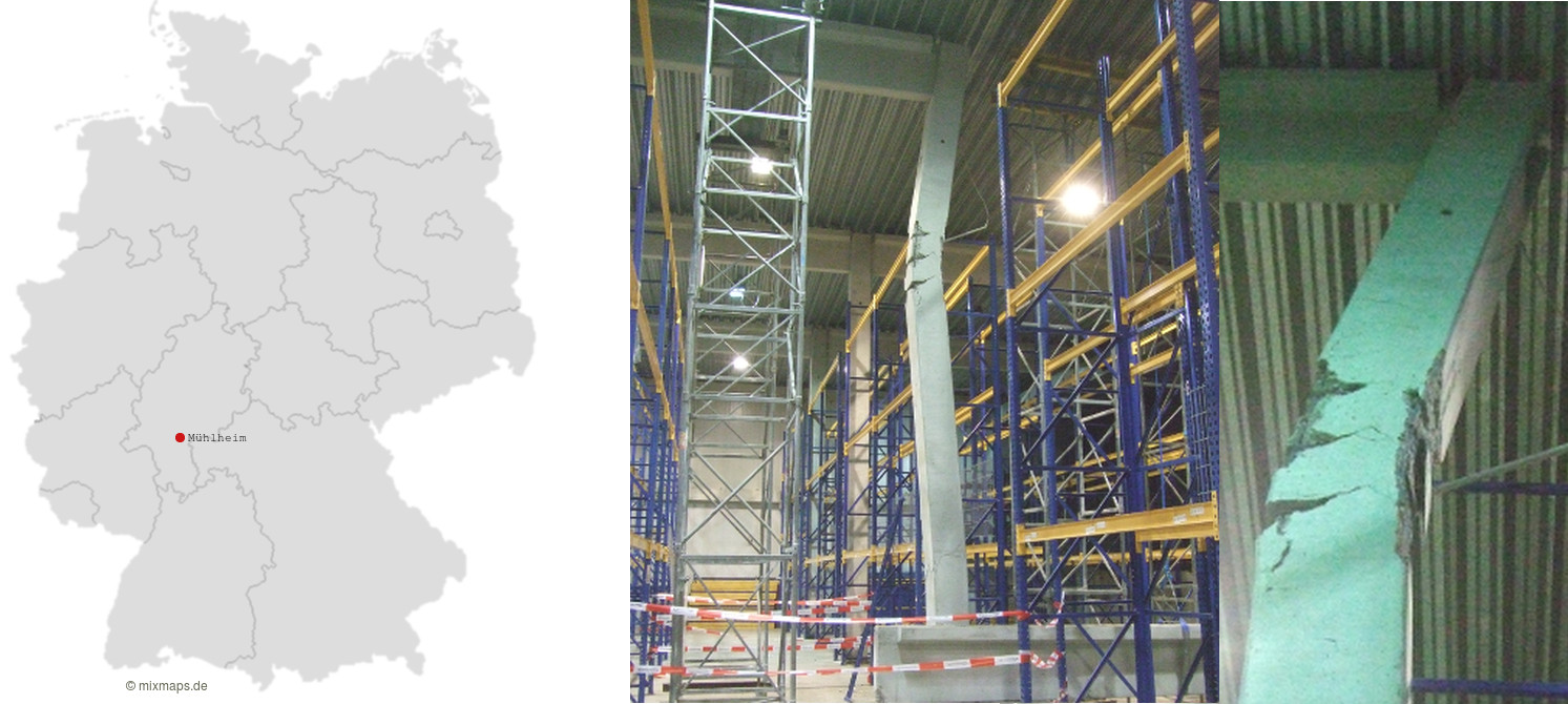 Fallbeispiel Kühlhaus akut einsturzgefährdet